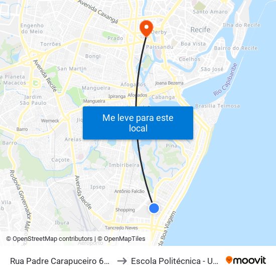 Rua Padre Carapuceiro 617 to Escola Politécnica - Upe map