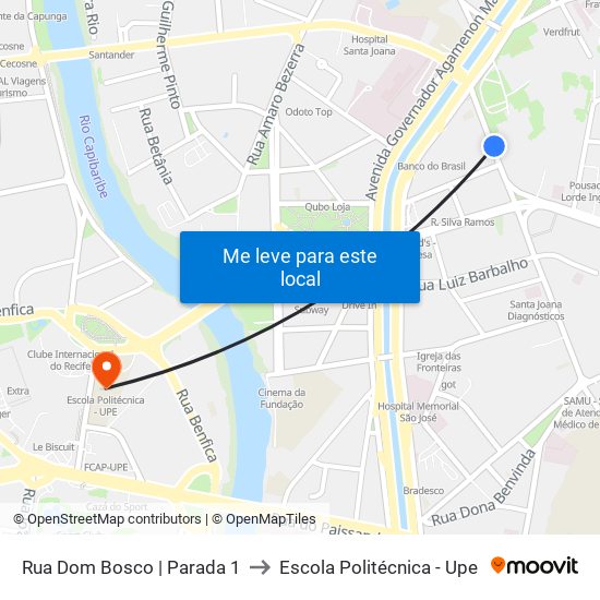 Rua Dom Bosco | Parada 1 to Escola Politécnica - Upe map