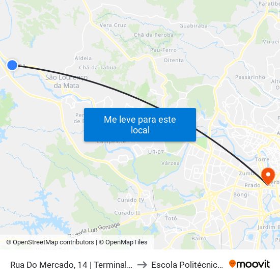 Rua Do Mercado, 14 | Terminal De Tiúma to Escola Politécnica - Upe map