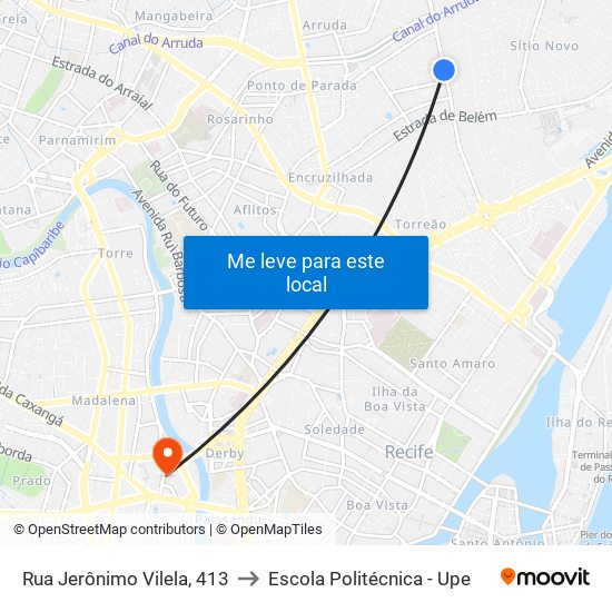 Rua Jerônimo Vilela, 413 to Escola Politécnica - Upe map