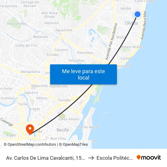 Av. Carlos De Lima Cavalcanti, 157 | Walmart Olinda to Escola Politécnica - Upe map