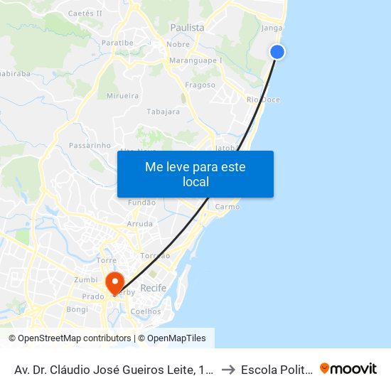 Av. Dr. Cláudio José Gueiros Leite, 129 | Agência Bradesco (Janga) to Escola Politécnica - Upe map