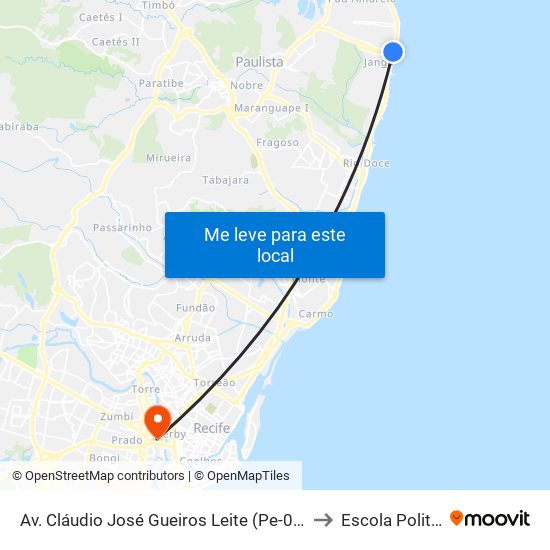 Av. Cláudio José Gueiros Leite (Pe-001), 335 | Janga Medical Center to Escola Politécnica - Upe map