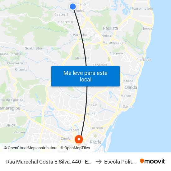 Rua Marechal Costa E Silva, 440 | Escola Estadual Costa E Silva to Escola Politécnica - Upe map