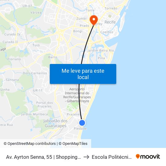 Av. Ayrton Senna, 55 | Shopping Guararapes to Escola Politécnica - Upe map