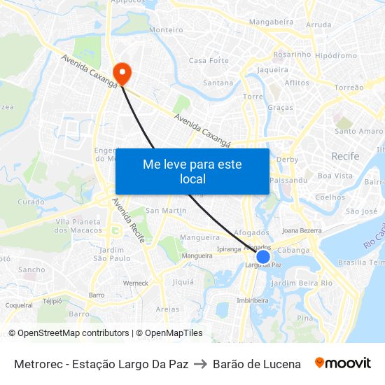 Metrorec - Estação Largo Da Paz to Barão de Lucena map