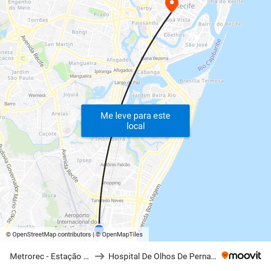 Metrorec - Estação Aeroporto to Hospital De Olhos De Pernambuco Hope map