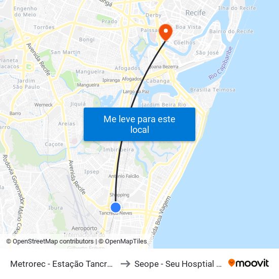 Metrorec - Estação Tancredo Neves to Seope - Seu Hosptial De Olhos map