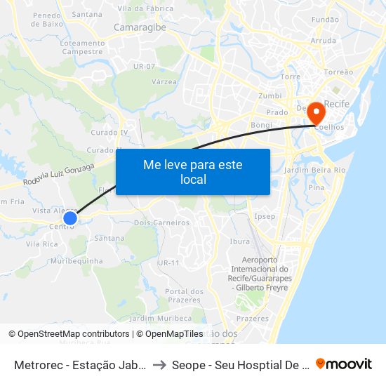 Metrorec - Estação Jaboatão to Seope - Seu Hosptial De Olhos map