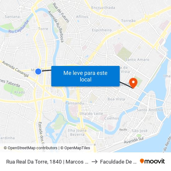 Rua Real Da Torre, 1840 | Marcos Peças E Acessórios (Pista Central) to Faculdade De Direito Do Recife map