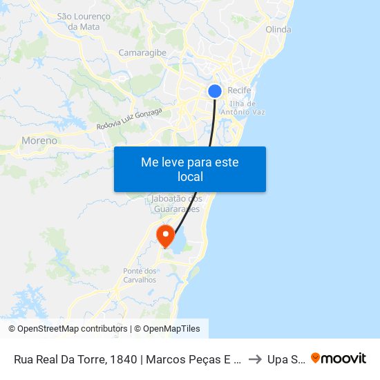 Rua Real Da Torre, 1840 | Marcos Peças E Acessórios (Pista Central) to Upa Sotave map