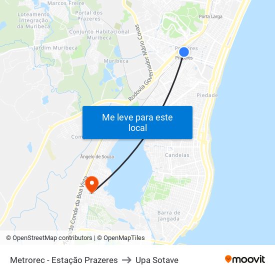 Metrorec - Estação Prazeres to Upa Sotave map