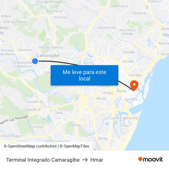 Terminal Integrado Camaragibe to Hmar map