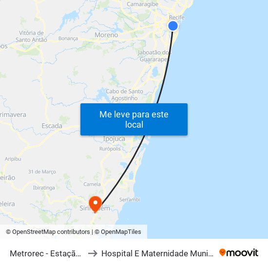 Metrorec - Estação Joana Bezerra to Hospital E Maternidade Municipal Olímpio Machado map