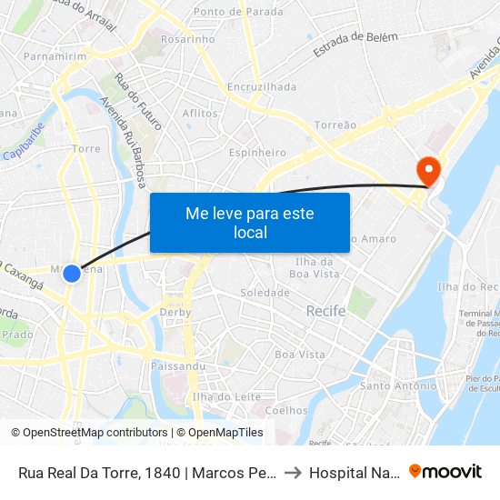 Rua Real Da Torre, 1840 | Marcos Peças E Acessórios (Pista Central) to Hospital Naval Do Recife map