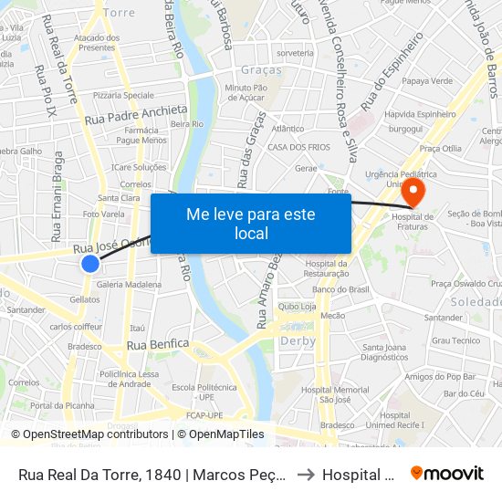 Rua Real Da Torre, 1840 | Marcos Peças E Acessórios (Pista Central) to Hospital De Fraturas map