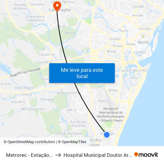 Metrorec - Estação Prazeres to Hospital Municipal Doutor Aristeu Chaves map