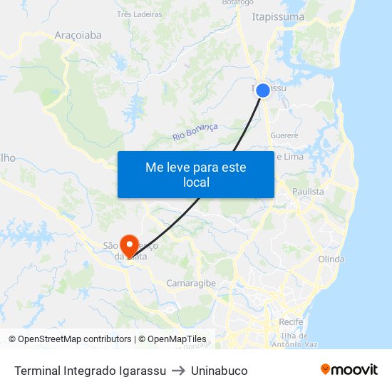 Terminal Integrado Igarassu to Uninabuco map