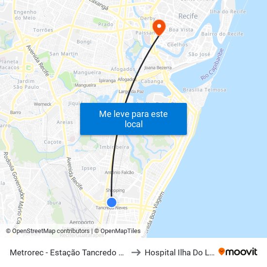 Metrorec - Estação Tancredo Neves to Hospital Ilha Do Leite map