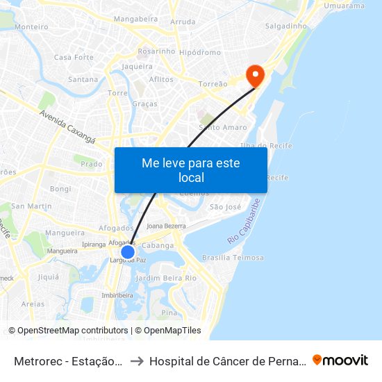 Metrorec - Estação Largo Da Paz to Hospital de Câncer de Pernambuco - Capelinha map