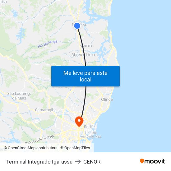 Terminal Integrado Igarassu to CENOR map