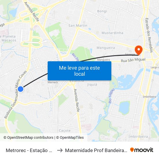 Metrorec - Estação Barro to Maternidade Prof Bandeira Filho map