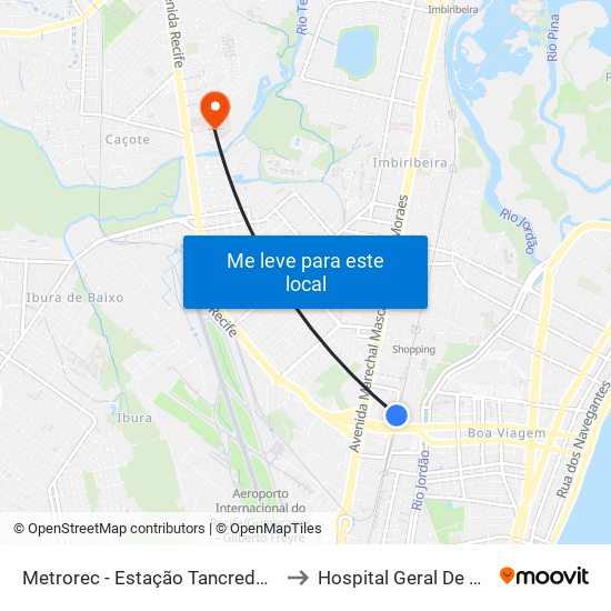 Metrorec - Estação Tancredo Neves to Hospital Geral De Areias map