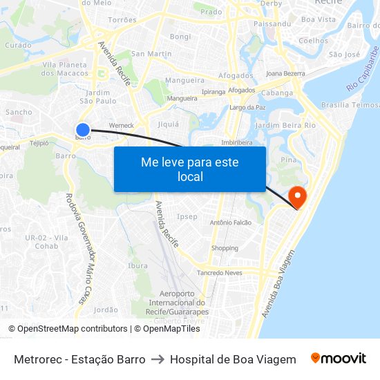 Metrorec - Estação Barro to Hospital de Boa Viagem map