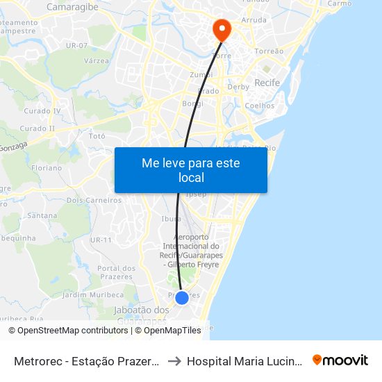 Metrorec - Estação Prazeres to Hospital Maria Lucinda map