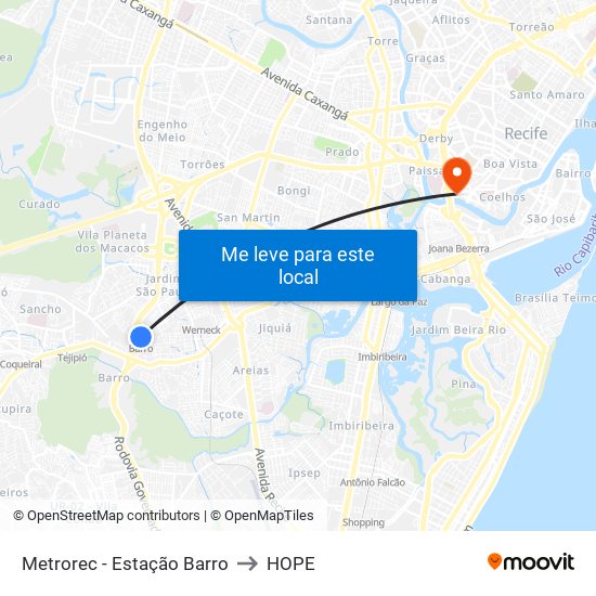 Metrorec - Estação Barro to HOPE map