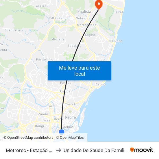 Metrorec - Estação Joana Bezerra to Unidade De Saúde Da Família Maranguape II B map