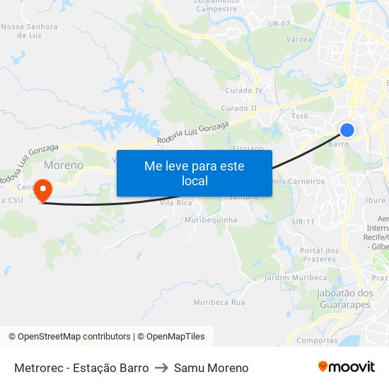 Metrorec - Estação Barro to Samu Moreno map