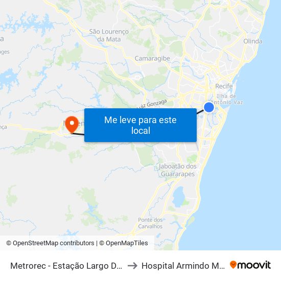 Metrorec - Estação Largo Da Paz to Hospital Armindo Moura map