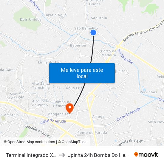 Terminal Integrado Xambá to Upinha 24h Bomba Do Hemetério map