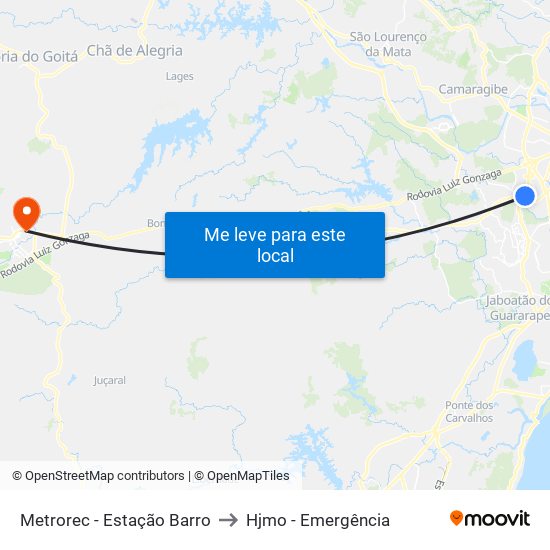 Metrorec - Estação Barro to Hjmo - Emergência map