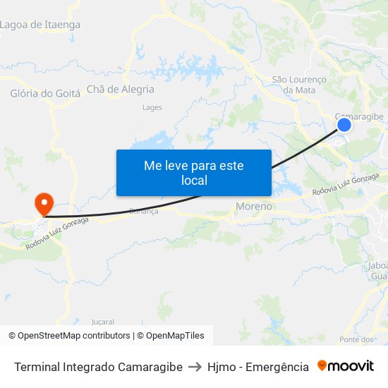 Terminal Integrado Camaragibe to Hjmo - Emergência map
