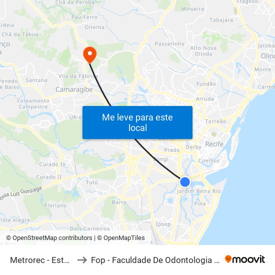 Metrorec - Estação Largo Da Paz to Fop - Faculdade De Odontologia De Pernambuco / Upe (Desativada)) map