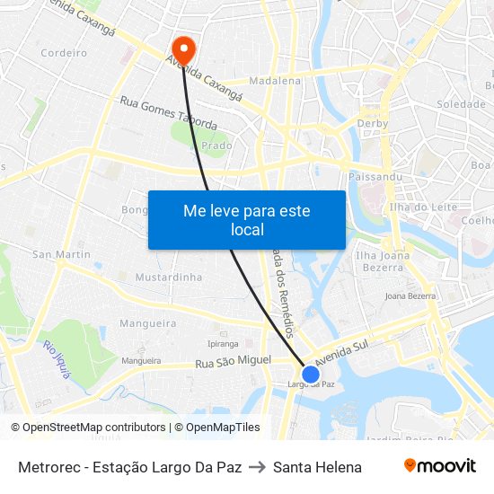 Metrorec - Estação Largo Da Paz to Santa Helena map
