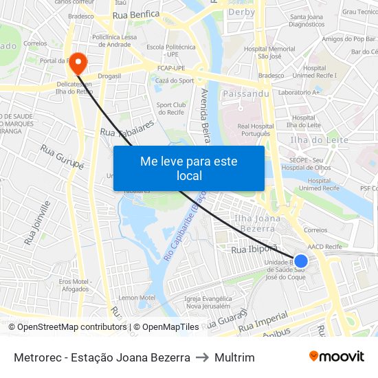 Metrorec - Estação Joana Bezerra to Multrim map