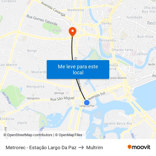 Metrorec - Estação Largo Da Paz to Multrim map