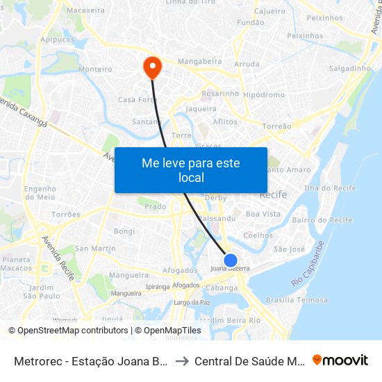 Metrorec - Estação Joana Bezerra to Central De Saúde Mental map