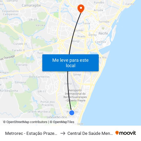 Metrorec - Estação Prazeres to Central De Saúde Mental map