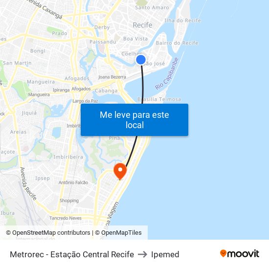 Metrorec - Estação Central Recife to Ipemed map