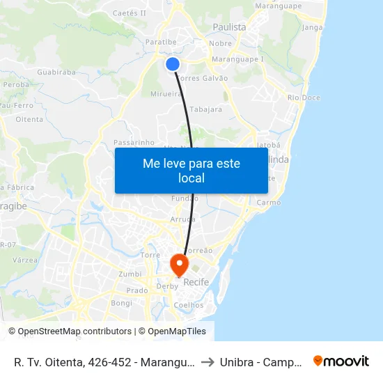 R. Tv. Oitenta, 426-452 - Maranguape I to Unibra - Campus II map