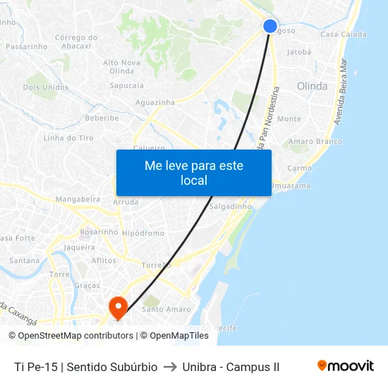 Ti Pe-15 | Sentido Subúrbio to Unibra - Campus II map