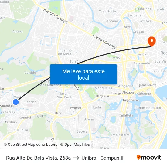 Rua Alto Da Bela Vista, 263a to Unibra - Campus II map