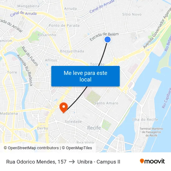Rua Odorico Mendes, 157 to Unibra - Campus II map