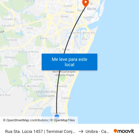 Rua Sta. Lúcia 1457 | Terminal Conjunto Catamarã to Unibra - Campus II map