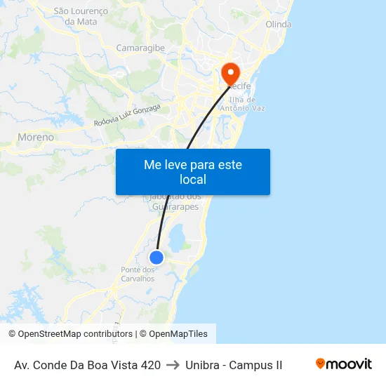 Av. Conde Da Boa Vista 420 to Unibra - Campus II map