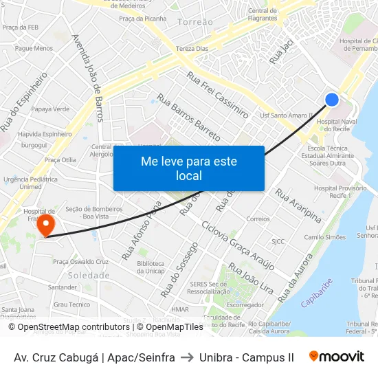 Av. Cruz Cabugá | Apac/Seinfra to Unibra - Campus II map